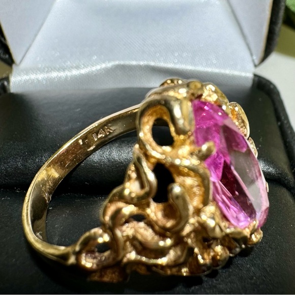 Stunning Vintage Pink Sapphire Ring Solid 14K Gold. About 7.25. Gorgeous Estate! - Picture 10 of 15